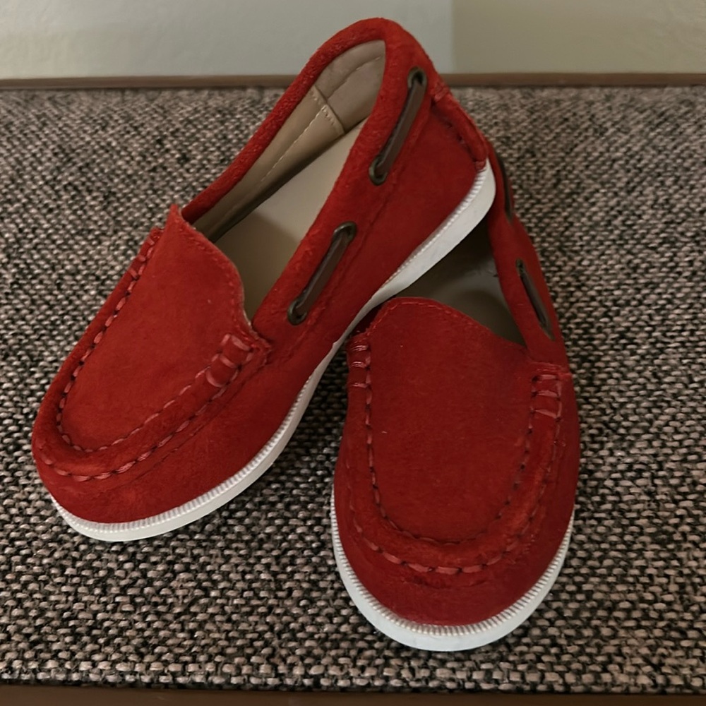 Janie and Jack Red Suede slip-on Boat Shoes
